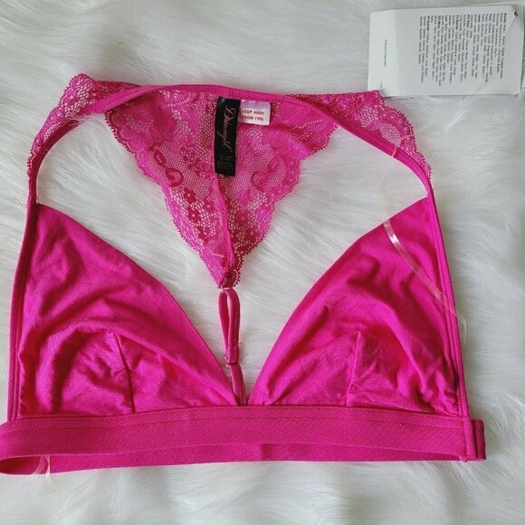 Dreamgirl Lingerie Bralette Hot Pink Magenta Size Medium NWT Lace T-Back - Picture 4 of 8